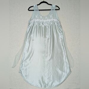 Vintage Private Luxuries Mint Satin & Lace Nightgown - Medium - Regencycore Slip